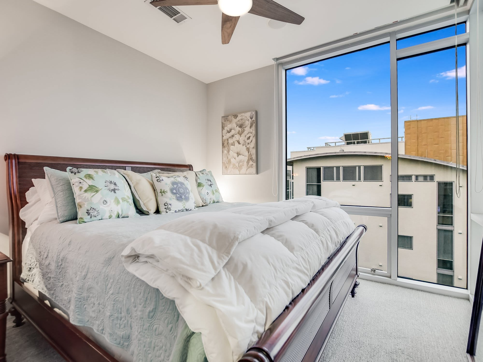 Primary bedroom with city view