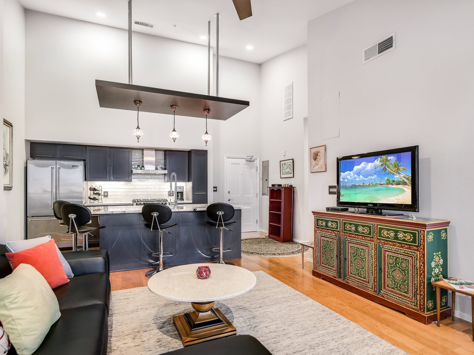 Open kitchen and living area