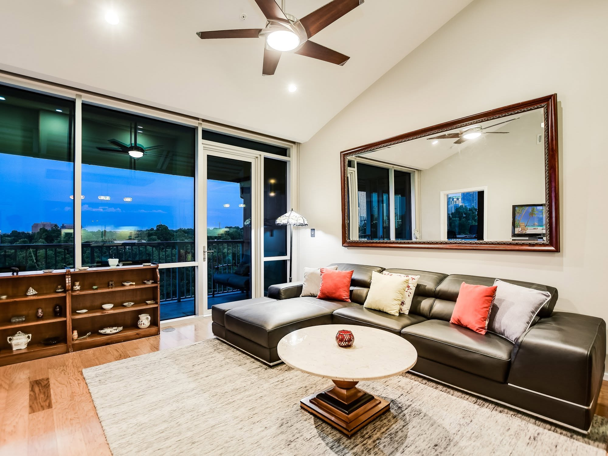 Living room with skyline view
